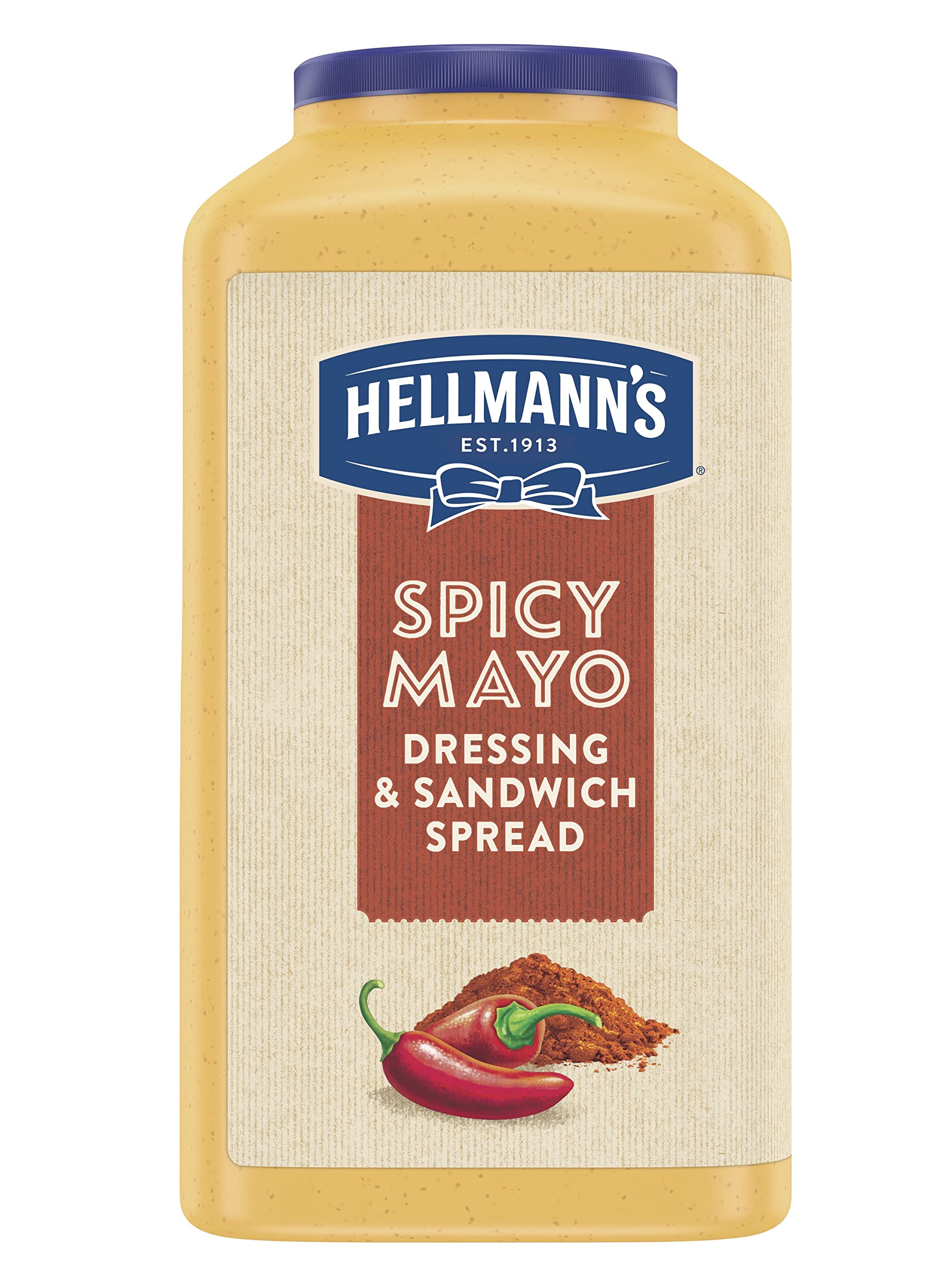 Hellmanns Spicy Mayonnaise, 1 Gallon Jar Made With 100 Cage Free Eggs, Gluten Free, Vegetarian, Kosher